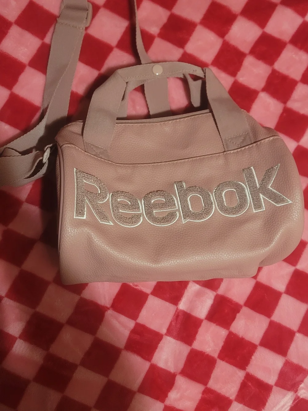 Reebok Pink Leatherette Crossbody Bag with Silver Logo